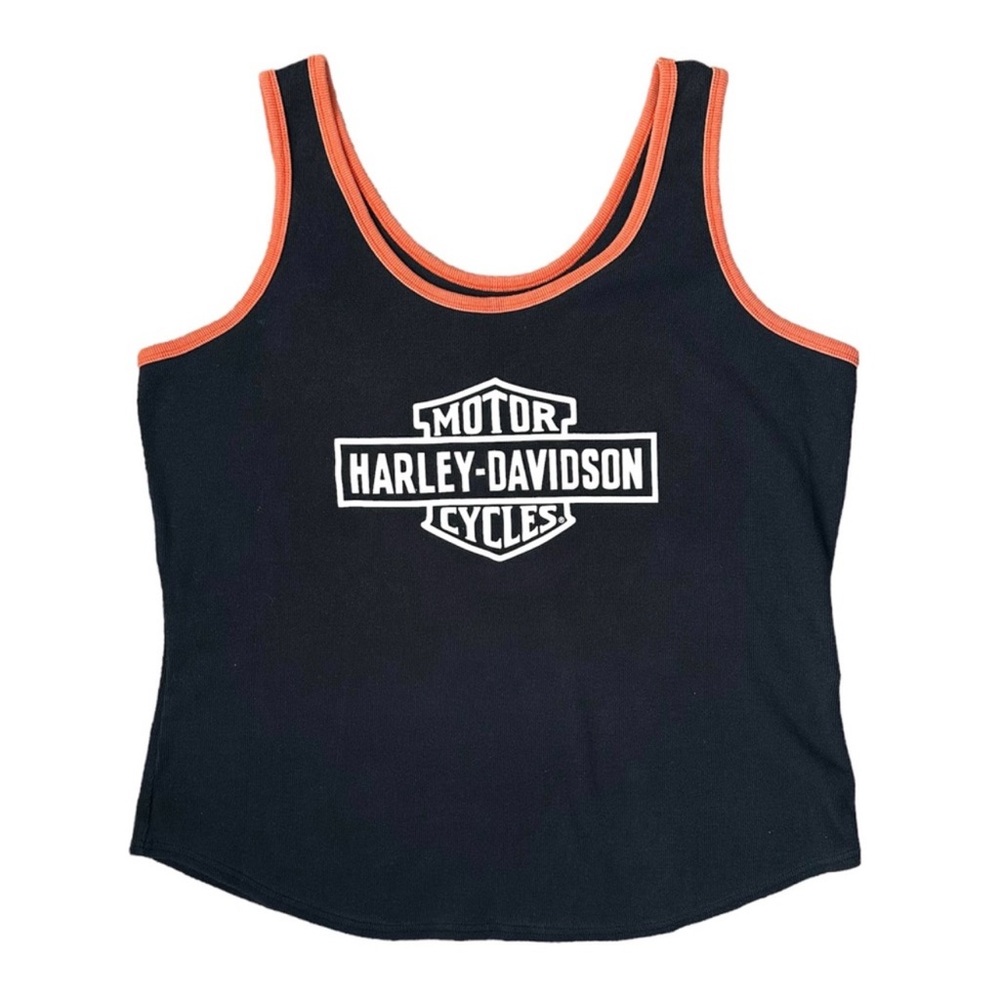Harley-Davidson Motorcycles Womens Classic Tank Top Ribbed Orange Black Size XL?